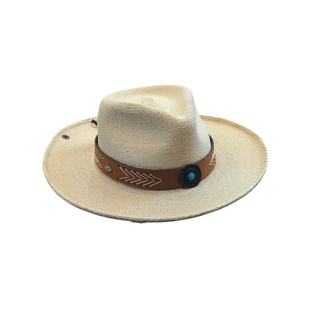 Peter Grimm Hat Natural Palm Leaf Aztec Turquoise Western